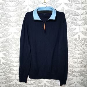 J. Crew Men's Heritage Cotton Navy Half Zip Sweater Spring 2024